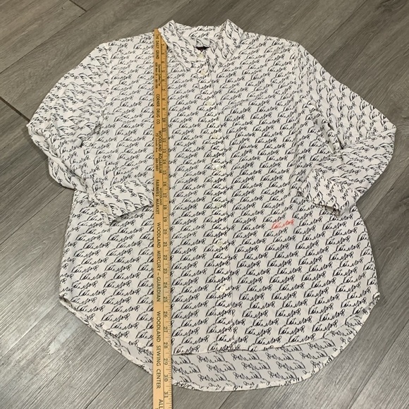 Equipment Kate Moss All Over Autograph Print Long Sleeve Blouse size Large - Picture 13 of 16